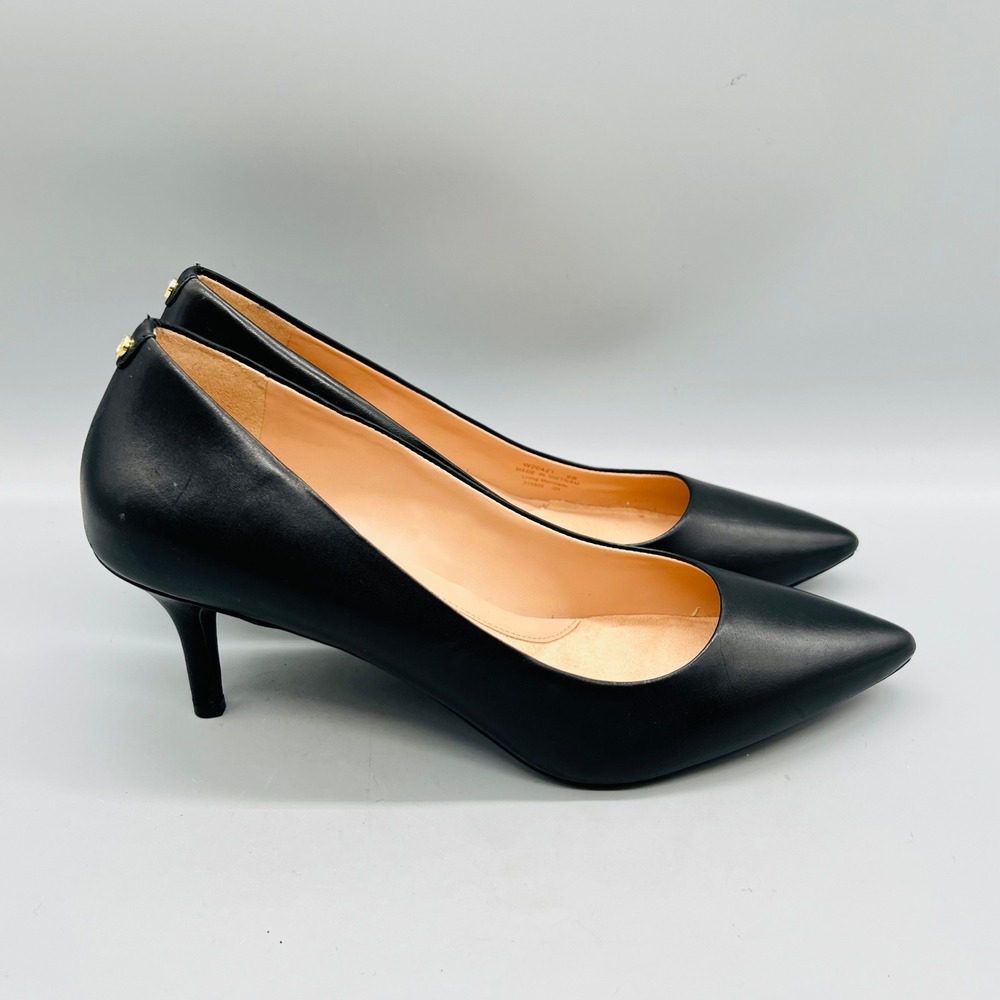 Cole Haan Pump Womens 9 Black Leather Pointed Toe Kitten Heel Grand Series
